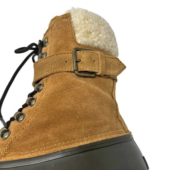 NEW Sperry x J.Crew Shearwater Buckle Snow Duck Boots Carmel Suede 10 M - Picture 10 of 15